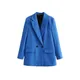 TRZA Donna Chic Office Lady Blazer doppiopetto Cappotto vintage Moda Colletto dentellato Manica lunga Capispalla da donna Top alla moda