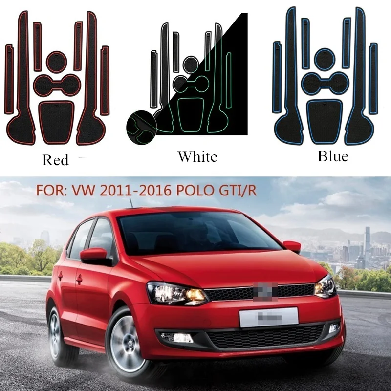Tappetini in gomma antiscivolo Tappetino per porta per VW POLO 6R 6C 2010 2011 2012 2013 2014 2015 2016 2017 MK5 VW GTI Accessori