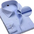 Camicie eleganti da uomo taglie forti manica lunga Slim Fit Solid Striped Business camicia da uomo