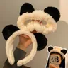 Cute Plush Headband panda Ears Hair Hoop Wash Face Makeup copricapo per le donne fascia pelosa