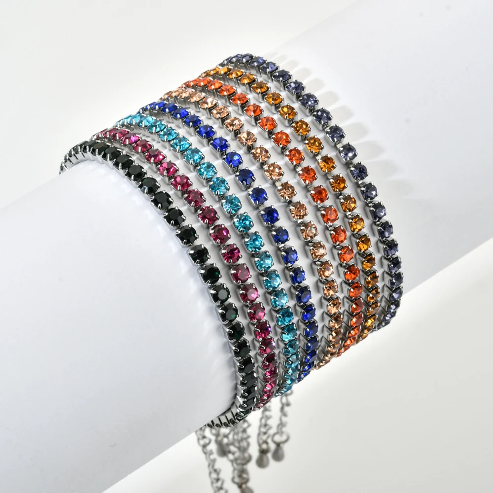 ZMZY Bracciale da tennis con zirconi micro pavimentati da 3 mm per donna Bracciale da uomo nuovo Homme Accessori per gioielli in acciaio inossidabile all'ingrosso
