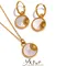 Yhpup Charm Natural Shell Star Moon Round Pendant Drop collana in acciaio inossidabile orecchini Set di gioielli per accessori da donna