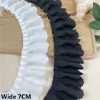 7 cm di larghezza bianco nero tessuto chiffon pieghettato pizzo con volant frangia nastro colletto polsini volant trim orli del vestito decorazione cucito fai da te