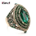 Kinel di Lusso Antico Anello Per Le Donne Look Vintage AAA Cristallo Verde Boho Dei Monili di Colore