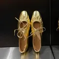 Ballerine donna scarpe in pelle Pu donna mocassini a fascia stretta argento oro appartamenti Bling