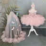 Flower Girl Dresses Puffy Girl Dress Pink Baby Dress con Train Bow Cute Kid children's Child