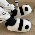 Pantofole invernali Panda Indoor donna Flat Furry Home Cartoon donna scarpe in cotone femminile Cute
