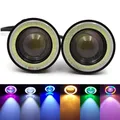 2 pezzi 3.0 Angel Eyes fendinebbia 12V universale 2.5 COB LED DRL lampada 3.5 luci di guida bianco