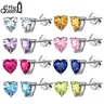 Effie Queen Real 925 Sterling Silver Heart Birthstone orecchini 12 colori Heart Cut AAAA Cubic
