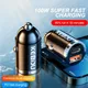 Caricabatteria da auto in metallo 12V-24V tipo C QC 3.0 4.0 PD 3.0 100W accendisigari ricarica rapida telefono USB mini caricabatterie accessori per auto