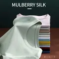 2022 t-shirt in morbido cotone di seta di gelso t-shirt donna allentata girocollo manica corta
