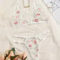 Biancheria intima vestito Sexy reggiseno trasparente femminile 2 pezzi ricamo floreale intimo abito
