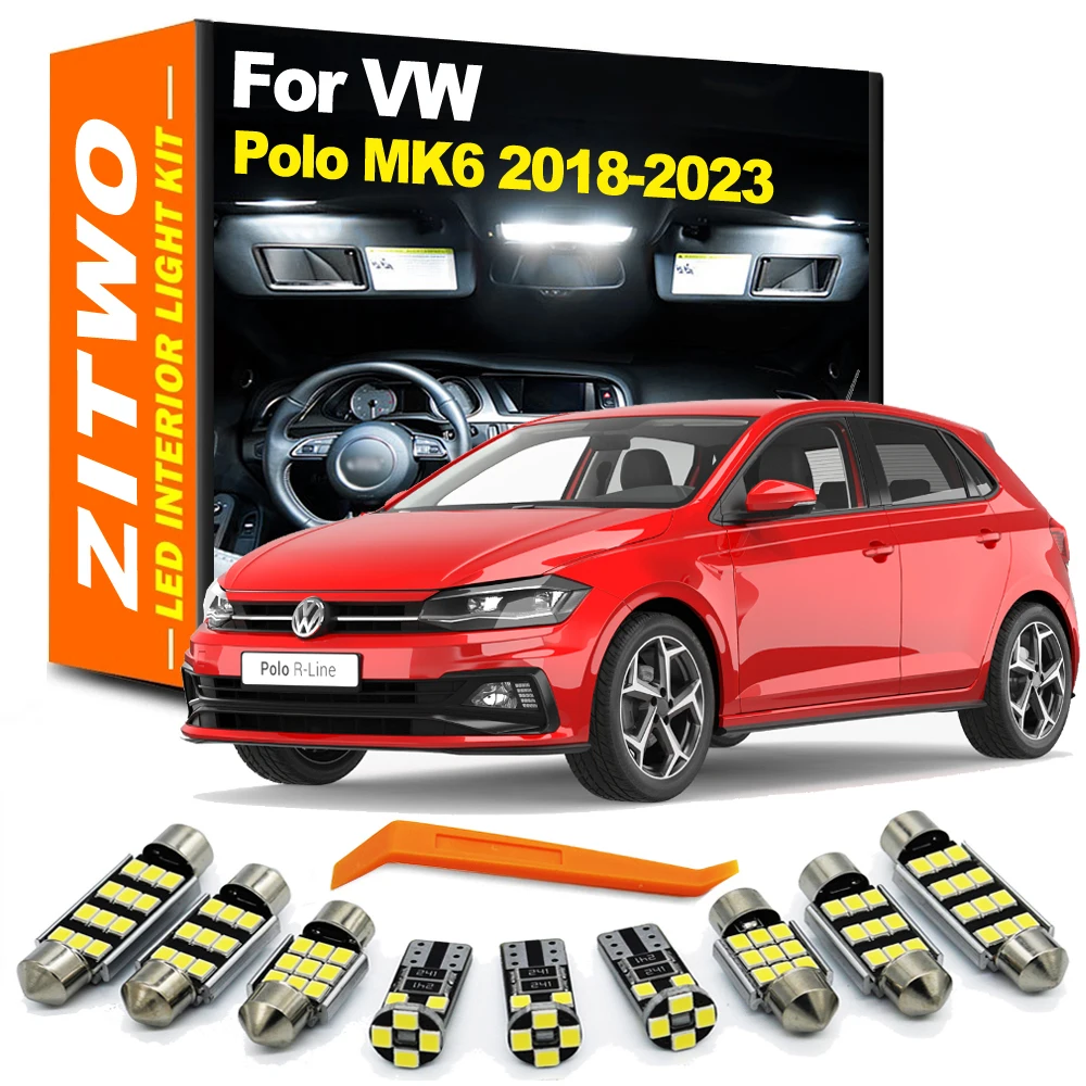ZITWO 10 pz LED Interni Cupola Lettura Tronco Lampadina Kit Per VW Volkswagen Polo MK6 VI AW1 BZ1 2018 2019 2020 2021 2022 2023