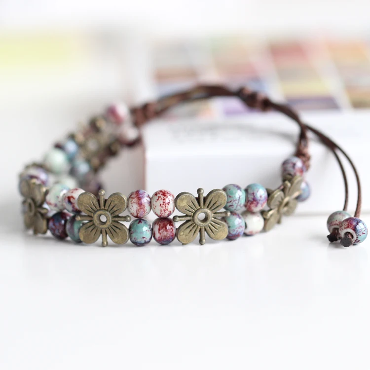 Il vento nazionale che ripristina i modi antichi è i bigiotteria fatta a mano in ceramica smaltata ad alta temperatura, braccialetti alla moda da donna # 1078