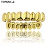 TOPGRILLZ 8/8 denti Hip Hop Grillz Set oro argento colore Top & Bottom Body Jewelry Punk Cosplay