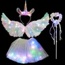 Women Girl Angel LED Feather Wing Glow Light Up Unicorn Headband Fairy Feather Wings For Kids
