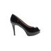 Nine West Heels: Slip On Platform Cocktail Black Print Shoes - Women's Size 8 - Round Toe
