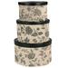 August Grove® Bodo 3 Piece Beige Hat Box Set w/ Faux Leather Lids Fabric in Brown/Gray | 8.75 H x 15.125 W x 15.125 D in | Wayfair