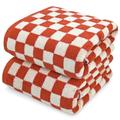 Jacquotha Ultra Soft Bath Towels 2 Pack - Checkered Towels Set - 520 GSM Cotton Highly Absorbent Towels for Bathroom Shower 55" x 28"(Coral)