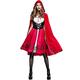 maxToonrain Little Red Riding Hood Costume Women Cape，Women's Halloween Fancy Dress Funny Red Velet Cape+World Book Day Cosplay Costumes for Women(Long,M)