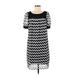 DressBarn Casual Dress - Mini Scoop Neck Short sleeves: Black Print Dresses - Women's Size 8