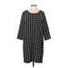 Lili Rose Casual Dress - Shift Scoop Neck 3/4 sleeves: Black Polka Dots Dresses - Women's Size 8