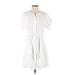 La Vie Rebecca Taylor Casual Dress - A-Line Crew Neck Short sleeves: White Solid Dresses - Women's Size Small