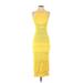 Esteban Cortazar Collective Casual Dress - Midi High Neck Sleeveless: Yellow Solid Dresses - Women's Size X-Small