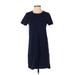 J.Crew Mercantile Casual Dress - Shift Crew Neck Short sleeves: Blue Print Dresses - Women's Size Small