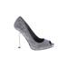 Nine West Heels: Pumps Stiletto Cocktail Blue Shoes - Women's Size 5 1/2 - Peep Toe