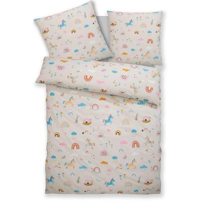 Kinderbettwäsche LÜTTENHÜTT "CUDDLEE", blau (einhorn), B/L: 135cm x 200cm, , Renforcé, B/L: 80cm x 80cm, Renforcu00e9, Obermaterial: 100% Baumwolle, Bettwäsche, in vielen Designs: Dino,Einhorn,Weltraum,Baustelle,Herz,Trecker,Safari Image