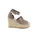 Marc Fisher LTD Wedges: Espadrille Platform Casual Brown Solid Shoes - Women's Size 8 1/2 - Open Toe