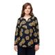 Ulla Popken Damen Pyjama Shirt, 1/1 Sleeve with floralprint Schlafanzüge, Marine, 42-44