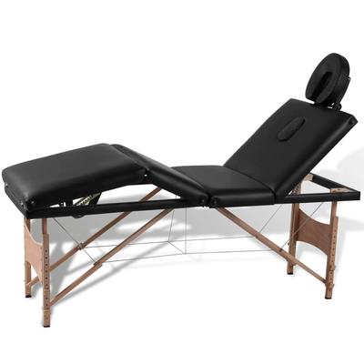 vidaXL Blue Foldable Massage Table 4 Zones with Wooden Frame