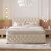 Queen Size Upholstered Platform Bed w/ 2 Drawers, Button-tufted Headboard & Footboard, Side USB Ports (Set of 2)