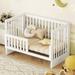2-in-1 Convertible Crib and Changer for Toddler Full Size Wooden Baby Bed w/ Changing Children Diaper Table, Non-toxic Finish