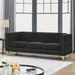 80 inch Button Tufted Square Arm Sofa for Living Room, Modern Velvet Upholstered Three-Section Sofa Couch with Metal Legs