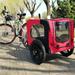 Outdoor Bike Trailer Bike Dog Trailer with 2 Wheels & Flag Foldable Utility Pet Carriers with Doors and 2 Rolled-up Windows & Reflectors Suitable for Small Medium Pet Supports up to 88lbs Red