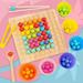 Wooden Board Bead Game Toy Kptoaz Wooden Go Games Set Rainbow Clip Beads Puzzle Beads Board Games Early Education Matching Game Memory Toy for Boys and Girls