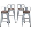 Andeworld Furniture Swivel Metal Bar Stools Kitchen Counter Height Stools Industrial Barstools Set of 4 (Swivel 24 inch Silver Wooden)