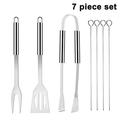 Grill Accessories Set Stainless Steel BBQ Accessories Heavy Duty Outdoor Barbeque Tools 7Pc IncludesStainless Steel Roasting Spatula Roasting Fork Roasting Clip Round Roasting Stick