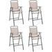 Costway 4PCS Patio Folding Bar-height Chairs with Armrests Quick-drying Seat Beige Backyard