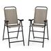 Costway 2 PCS Patio Bar Chair Folding Bar Height Metal Frame with Footrest Garden Coffee