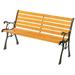 Wooden Outdoor Park Patio Garden Yard Bench with Designed Steel Armrest & Legs