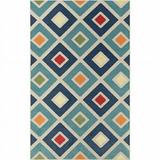 5 x 8 ft. Blue & Ivory Geometric Stain Resistant Indoor & Outdoor Rectangle Area Rug - Blue and Ivory - 5 x 8 ft.