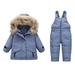 Spring Savings Clearance! JGTDBPO Coat For Toddlers Winter Ski Suit Thick Hoodie Coat Down Jacket Suspenders Kids Clothing Outfit Set Thickened Down Jacket Strap Pants For Boys And Girls