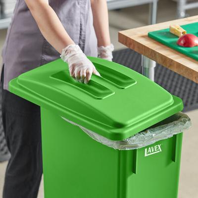 Lavex Lime Green Slim Rectangular Compost Bin Flat Lid with Handle