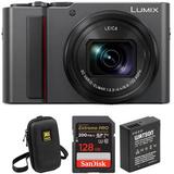 Panasonic Lumix DC-ZS200D Digital Camera with Accessories Kit (Silver) DC-ZS200DS