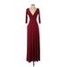 Dessy Collection Cocktail Dress - A-Line Plunge 3/4 sleeves: Burgundy Solid Dresses - New - Women's Size 2X-Small