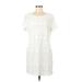 Lulus Casual Dress - Mini Scoop Neck Short sleeves: Ivory Solid Dresses - Women's Size Medium